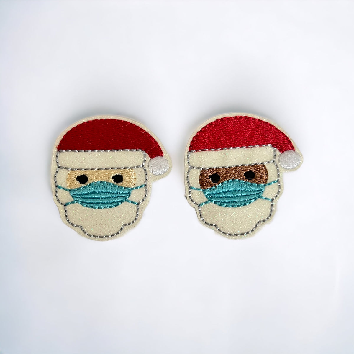 Santa Wearing Mask  Badge Reel + Topper