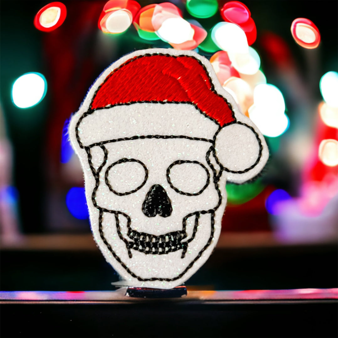 Santa Skeleton  Badge Reel + Topper