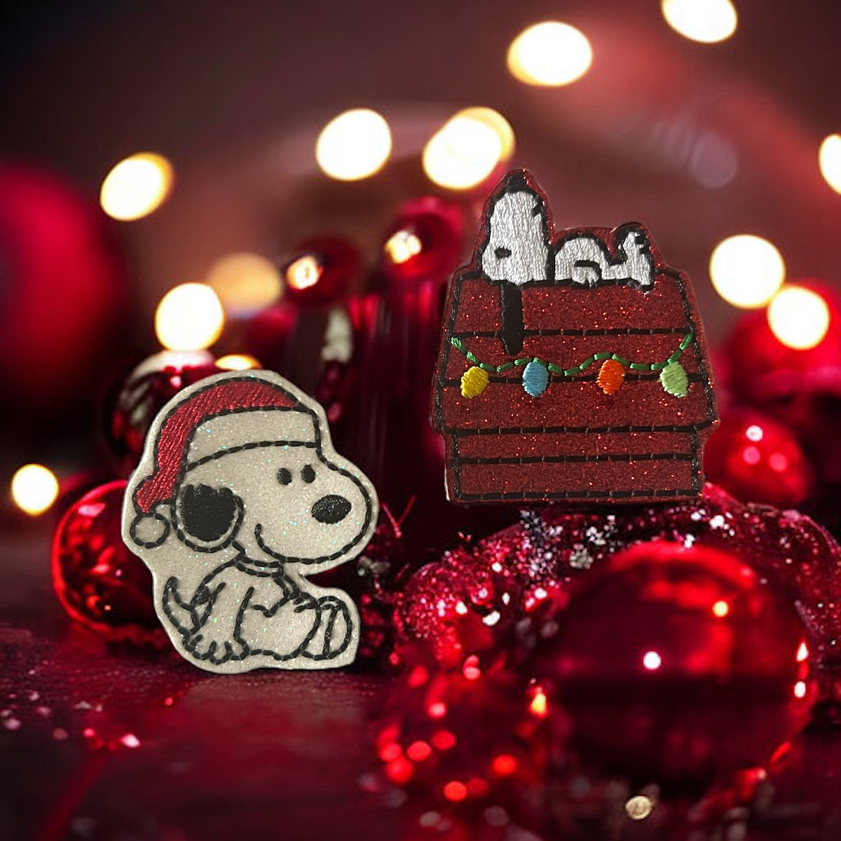 Santa Peanut Dog Badge Reel + Topper