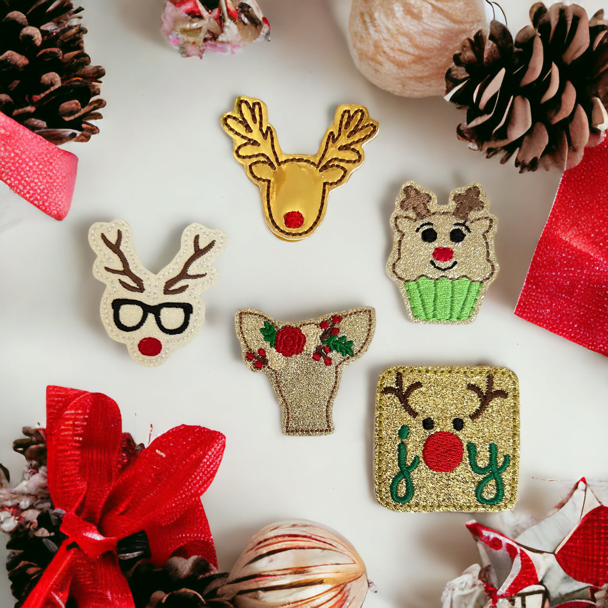 Christmas Reindeer Badge Reel + Topper