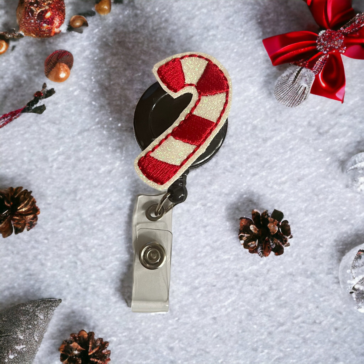 Candy Cane  Permanent Badge Reel