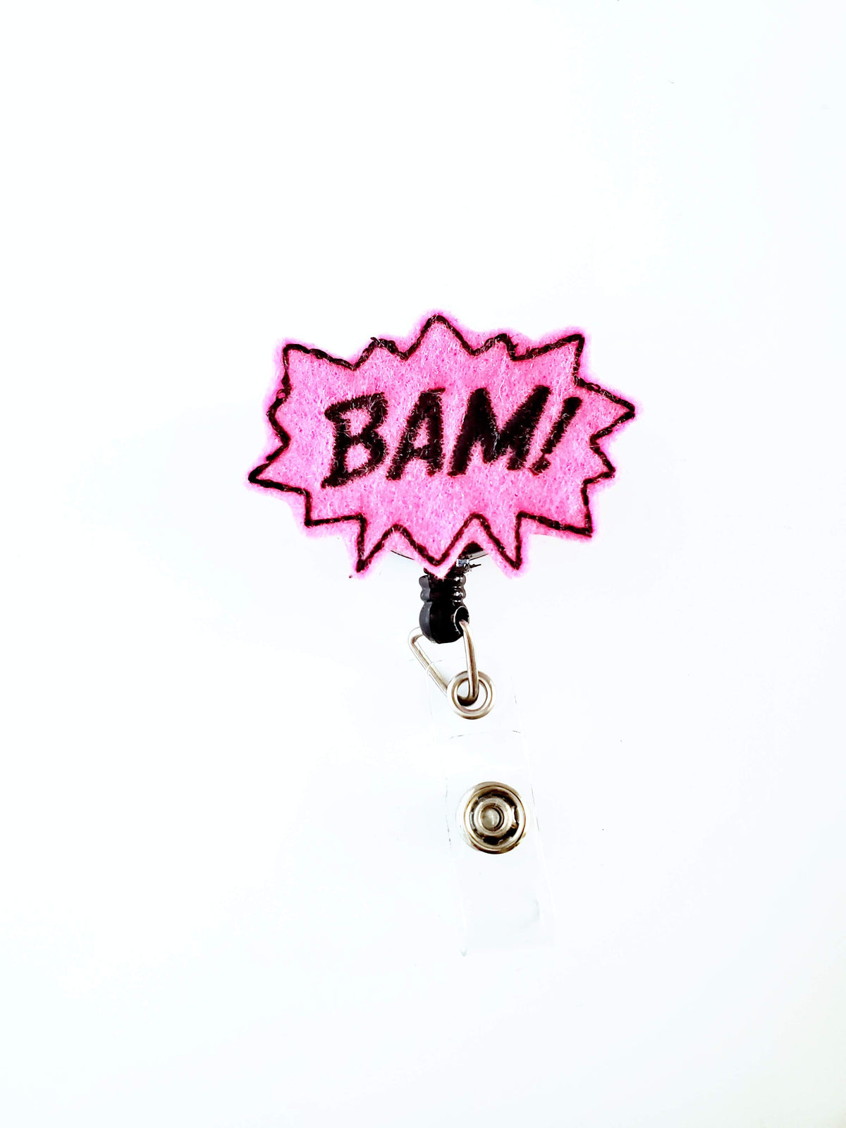 Bam!! Black Oultine  Badge Reel + Topper