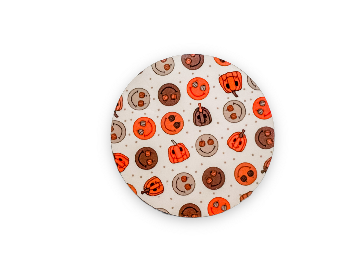 Smiley Fall Pumpkin   Switchable Velcro Badge Topper